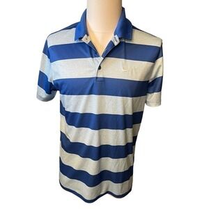 Nike Dri-Fit Golf Polo Men’s Medium Blue Stripe Shirt Performance Wicking